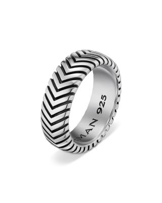 Men's Chevron Band Ring in Sterling Silver, 8mm
