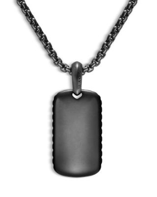 Men's Chevron Tag in Black Titanium with Diamonds, 27mm
