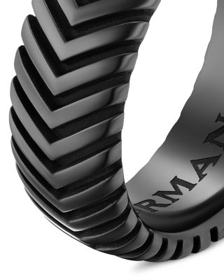 Men's Chevron Band Ring in Black Titanium, 8mm