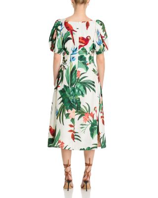 Midnight Macaw Linen Blend Fiesta Dress