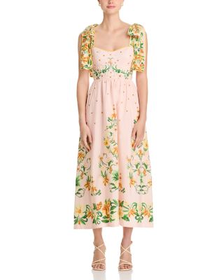 FARM Rio Botanical Beauty Pink Laces Cup Midi Dress | Bloomingdale's Women