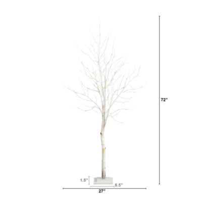 6&#39; Pre Lit Artificial White Birch Tree with 90 White LED Lights