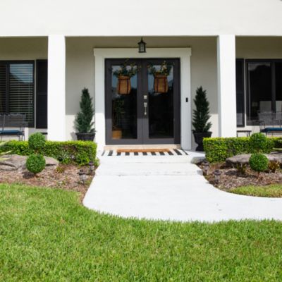 3&#39; UV Resistant Artificial Double Ball Boxwood Topiary with Integrated Ground Stake (Indoor/Outdoor), Set of 2