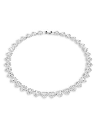 Swarovski - Ariana Grande Crystal Heart Halo Tennis Necklace, 14.875-17.75"