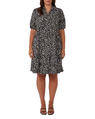 Estelle Plus - Abstract Spot Mini Shirt Dress
