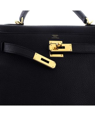 Kelly 28 Handbag Black Togo with Gold Hardware