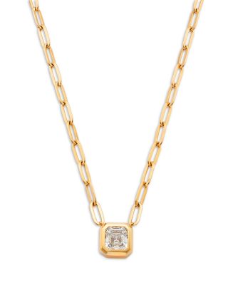 Bloomingdale's Fine Collection - Certified Lab Grown Diamond Ascher Cut Bezel Paper Clip Pendant Necklace 14K Yellow Gold, 2.0 ct. t.w.