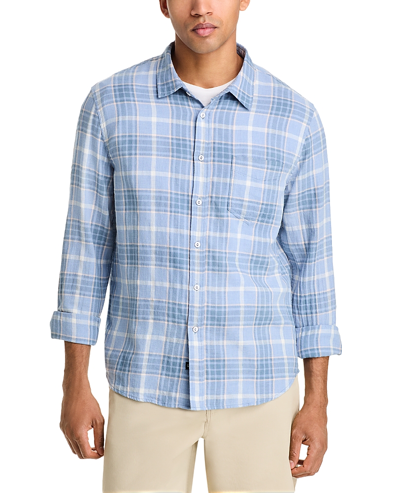 Rails Wyatt Printed Button Front Shirt In Blue Ebi Melange