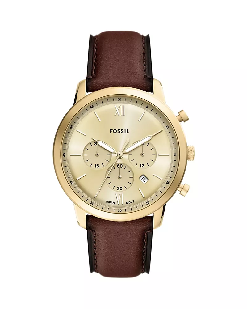 Fossil Neutra Chronograph Brown Leather Watch, 44mm