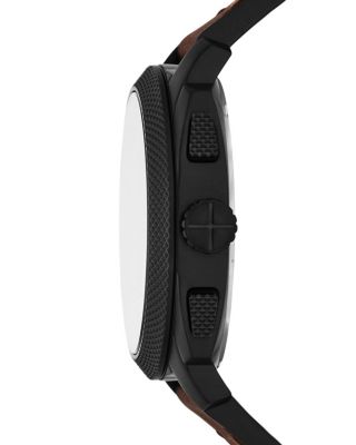 Machine Chronograph Brown Leather Watch, 44mm