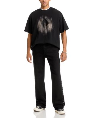 Straight Fit Zed Cross Panel Jeans in Black