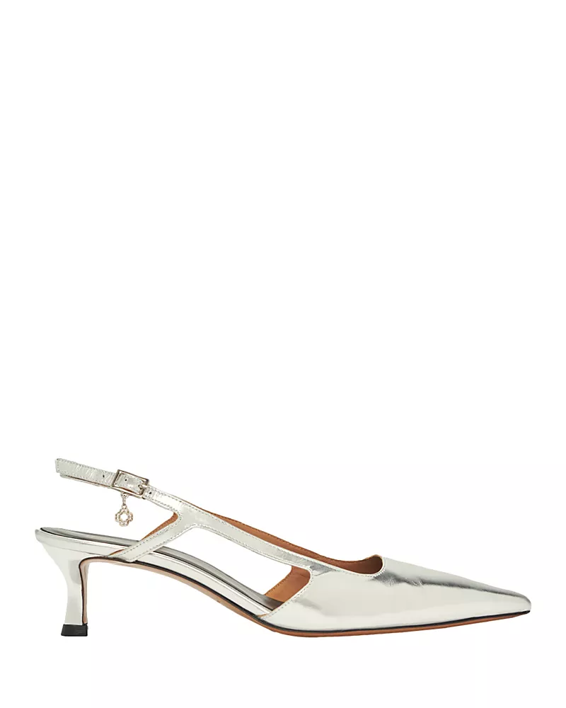 Maje Women's Silver Leather Strappy Heels