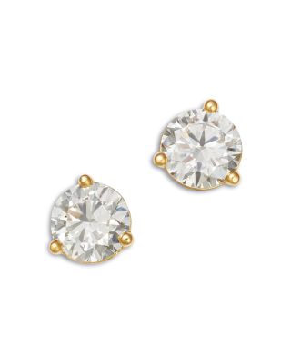 Certified Lab Grown Diamond Stud Earrings in 18K White Gold, 3.0 tcw