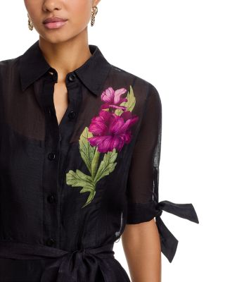 Floral Border Print Shirt Dress