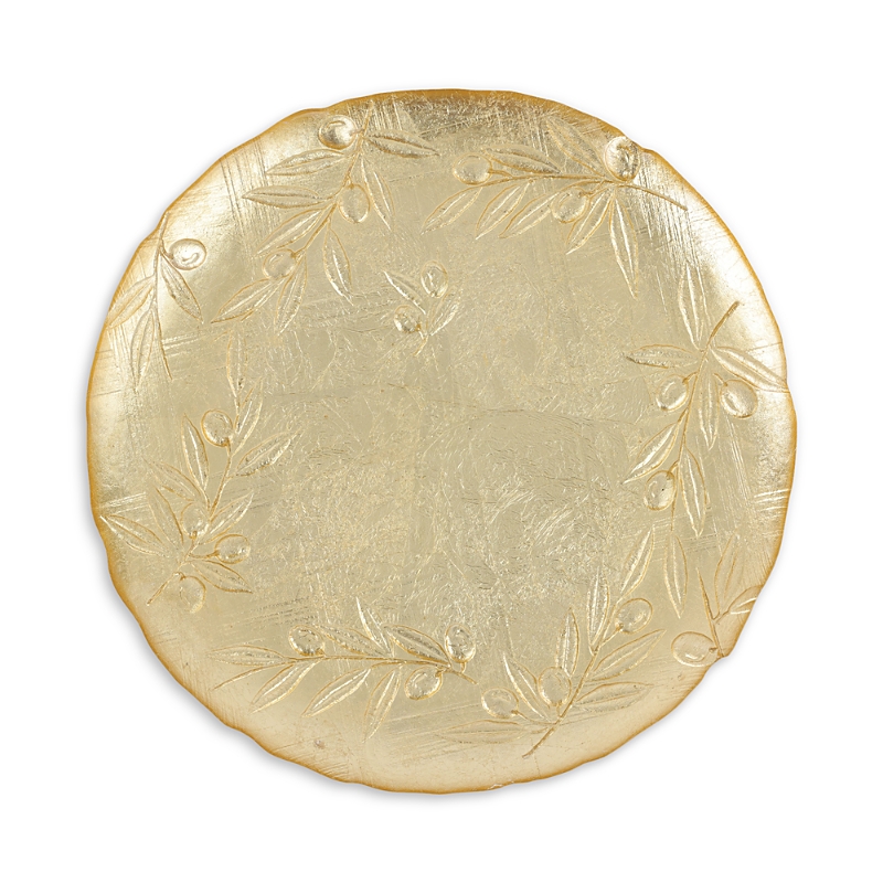 Vietri Moon Glass Olive Round Platter In Gold
