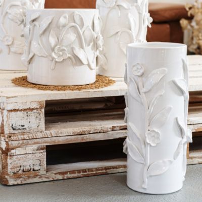 Bougainvillea Garden White Tall Cachepot