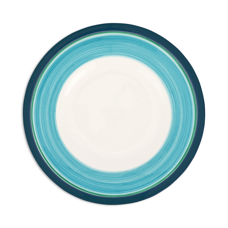Vietri Lisbon Cobalt And Aqua Stripe Salad Plate