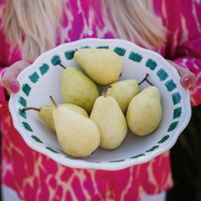 Lisbon Green Stitch Serving Bowl