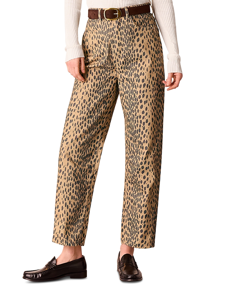 Whistles Animal Print Barrel Leg Pants