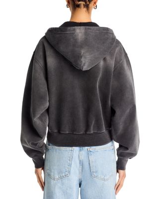 Rhinestone Drawstring Zip Up Hoodie  