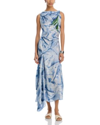 Victoria Beckham - Printed Asymmetric Midi Dress