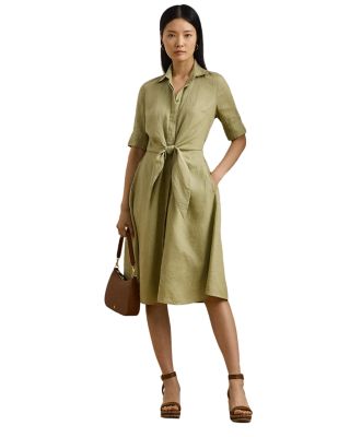 Ralph Lauren - Tie Front Linen Shirt Dress - Petite, Regular & Plus