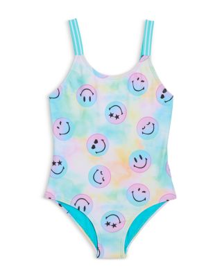 Limeapple - Girls' Smile Print One Piece Swimsuit - Little Kid
