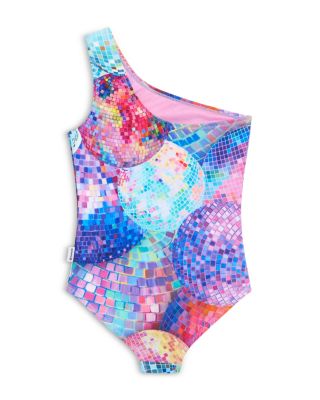 Girls' Disco One Shoulder One Piece Swimsuit - Little Kid