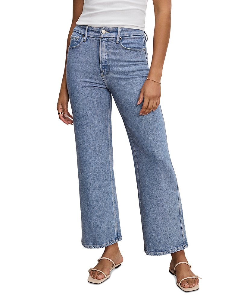 Good American Soft Tech Good Skate Wide Leg Crop Jeans in Indigo860