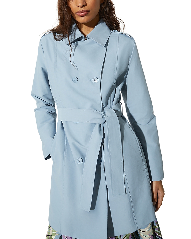 Max & Co Double-breasted Trench Coat In Light Blue