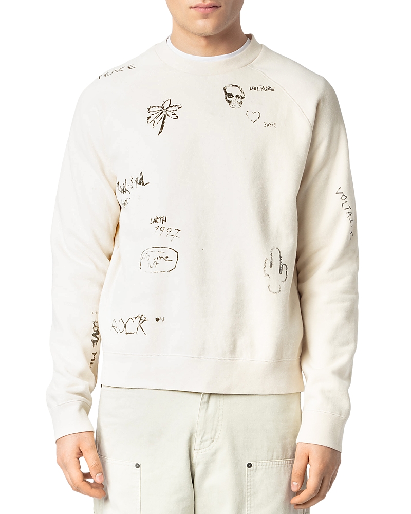Zadig & Voltaire Uppy Graffiti Print Sweatshirt In Steam