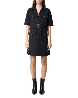 Record Military Cotton Mini Dress
