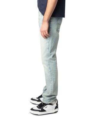 John Distressed Straight Fit Jeans in Light Blue