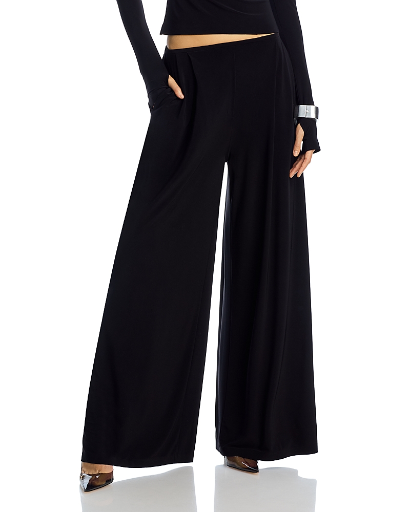 Shop Norma Kamali Wide Leg Pants In Black