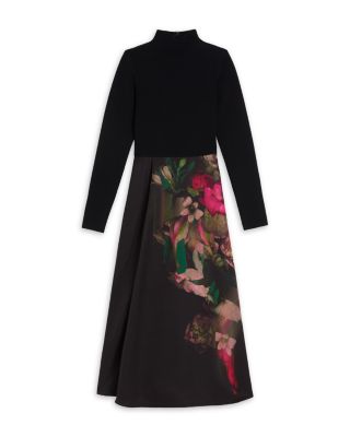 Asnes Floral Mixed Media Dress