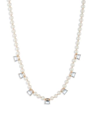 Faux Pearl &amp; Stone Necklace, 17&amp;quot;