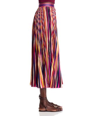 Diagonal Stripes Multicolor Midi Skirt