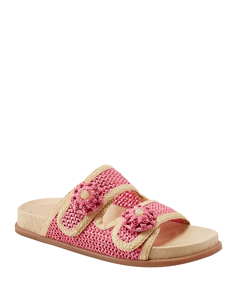 Marc Fisher Ltd Beaded Woven Dual-strap Slide Sandals In Light Natural