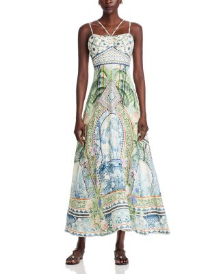 Camilla - Printed Linen Maxi Dress