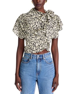 Aiko Printed Tie Neck Blouse