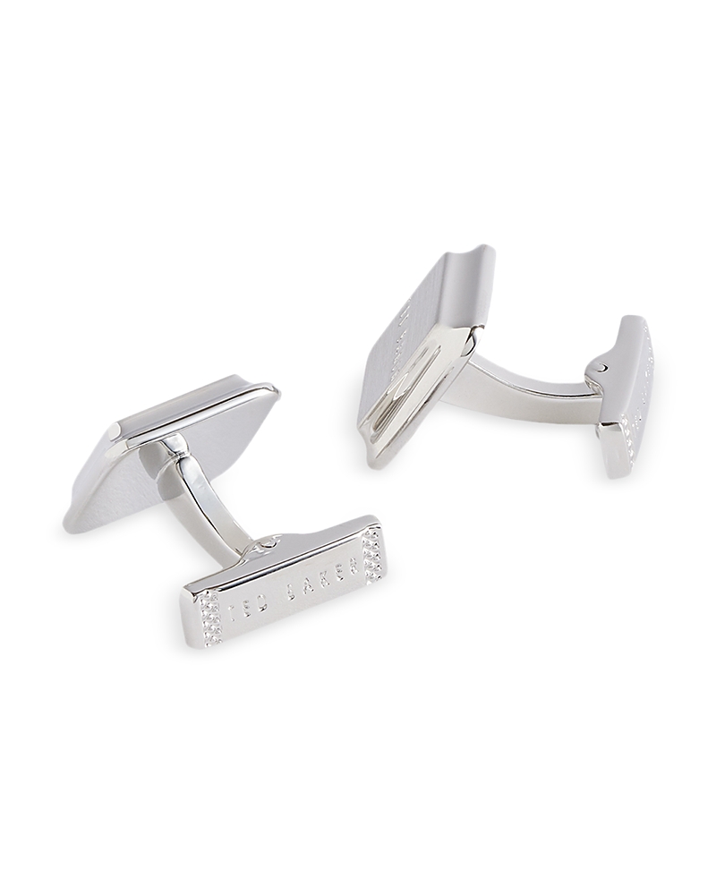 Ted Baker Tedly Branded Cufflinks In Silver