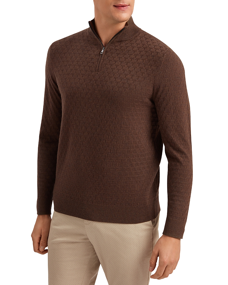 Ted Baker T Stitch Quarter Zip Pullover Sweater In Brown