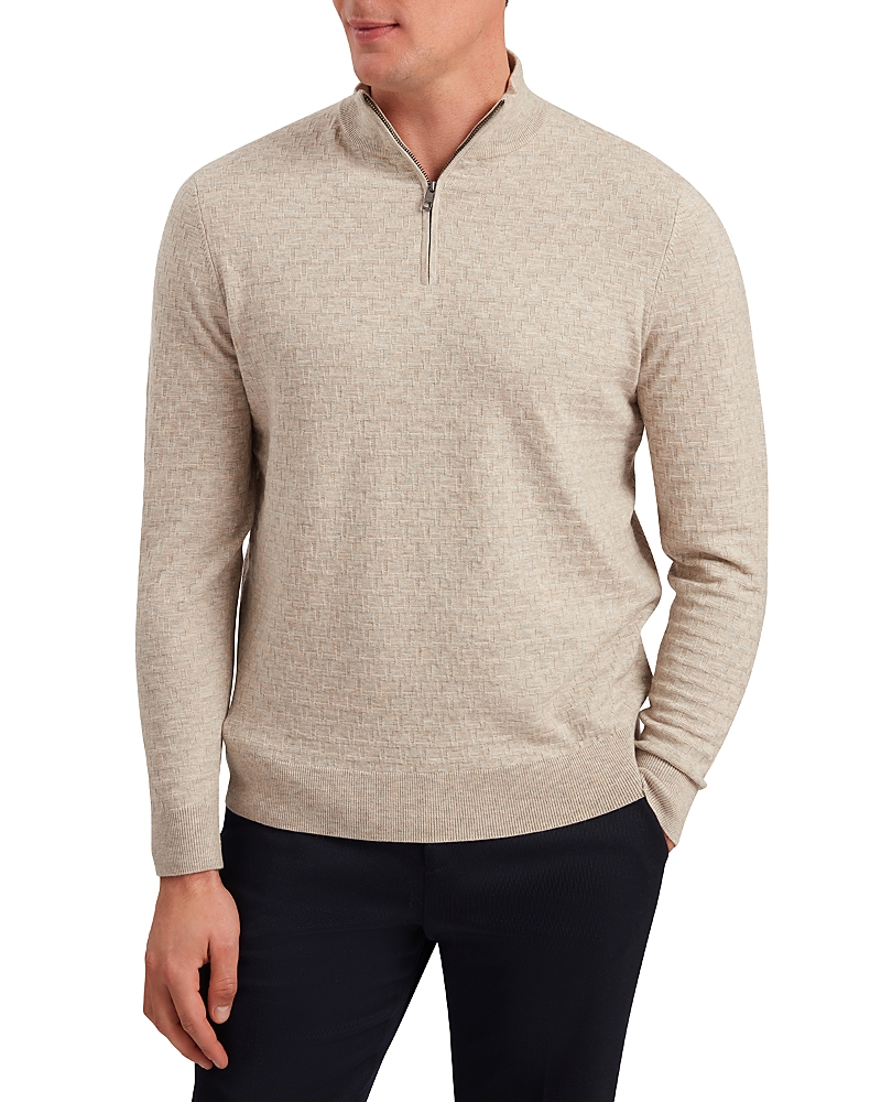 Ted Baker T Stitch Quarter Zip Pullover Sweater In Camel