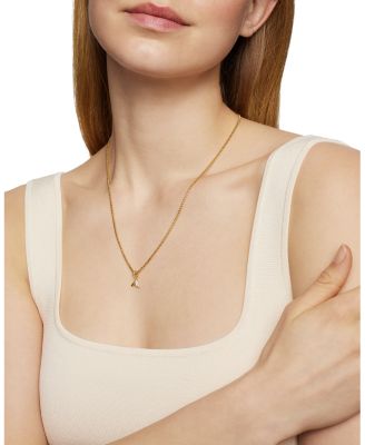 18K Gold Amulets Diamond Pav&eacute; Initial Pendant