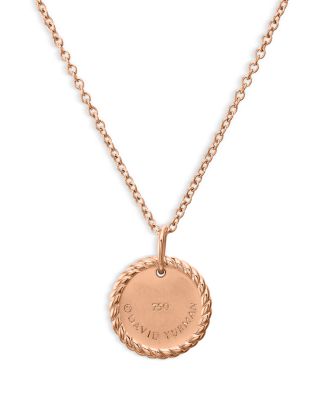 Pav&eacute; Plate Necklace in 18K Rose Gold with Pav&eacute; Pink Sapphires, 16-18"