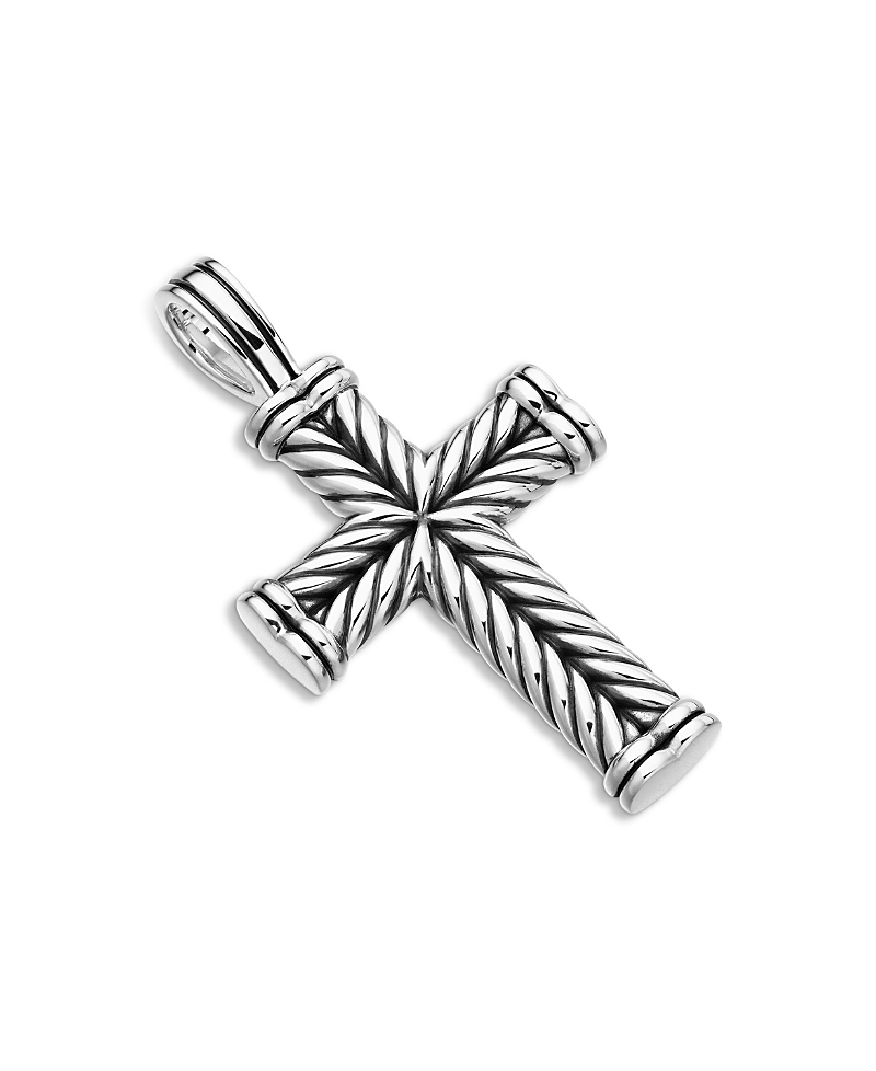 David Yurman Men's Chevron Cross Pendant in Sterling Silver, 40mm