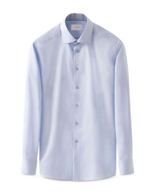 Slim Fit Solid Shirt w Geometric Detail