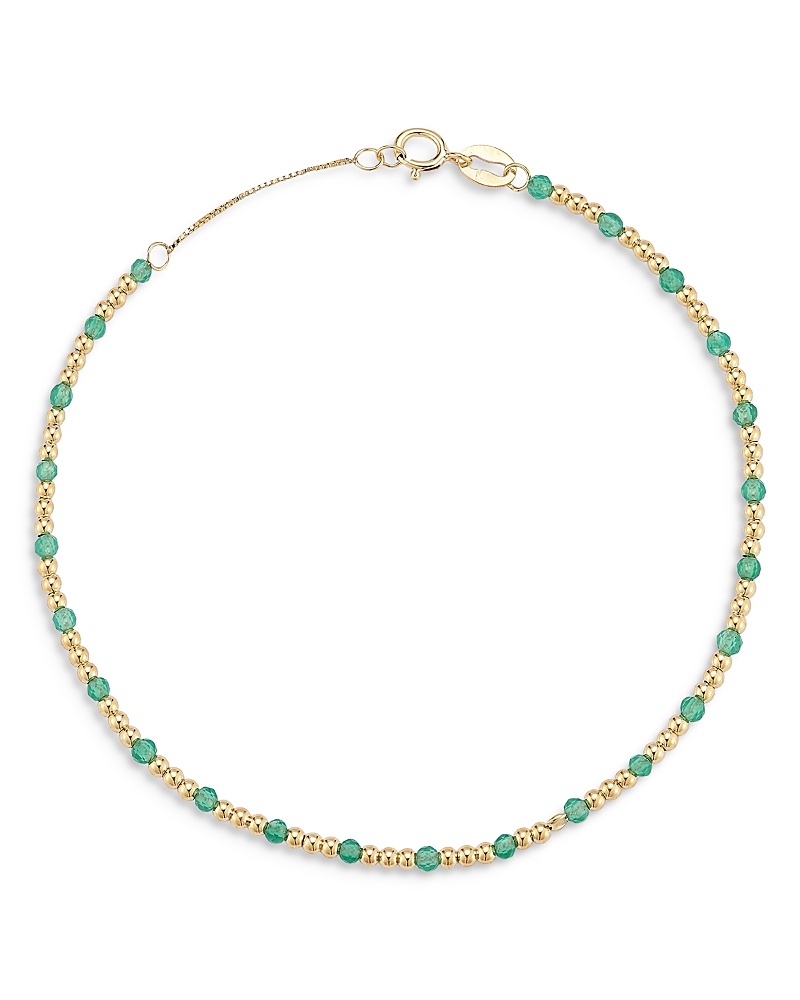 Moon & Meadow 14k Yellow Gold Chalcedony Beaded Bracelet In Green/gold