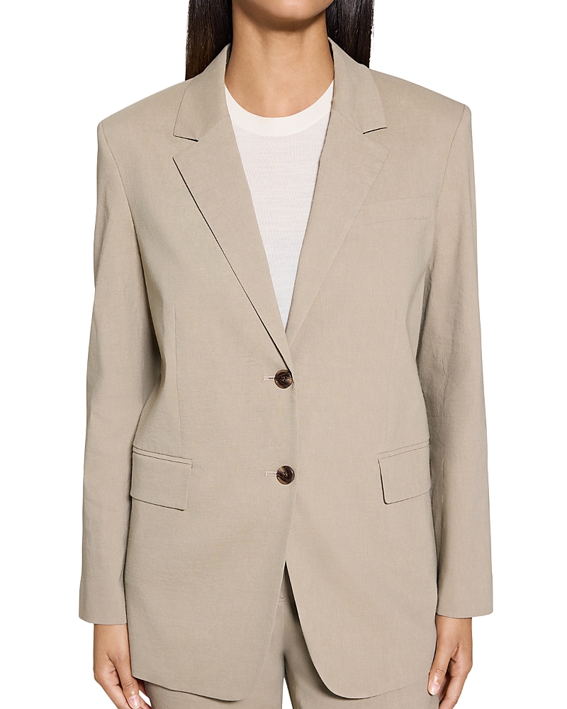Theory Relaxed Blazer In Good Linen In Soft Taupe