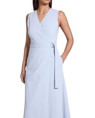 Sleeveless Linen Blend A-Line Wrap Dress